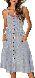 Halife Womens Summer Dresses Casual Spaghetti Strap Floral Midi