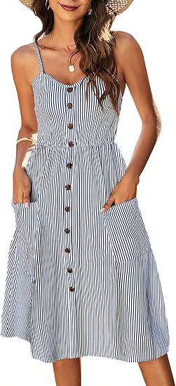 Halife Womens Summer Dresses Casual Spaghetti Strap Floral Midi