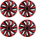 16 in ABX Hubcaps Set of 4 Black & Red - Snap On Wheel Covers