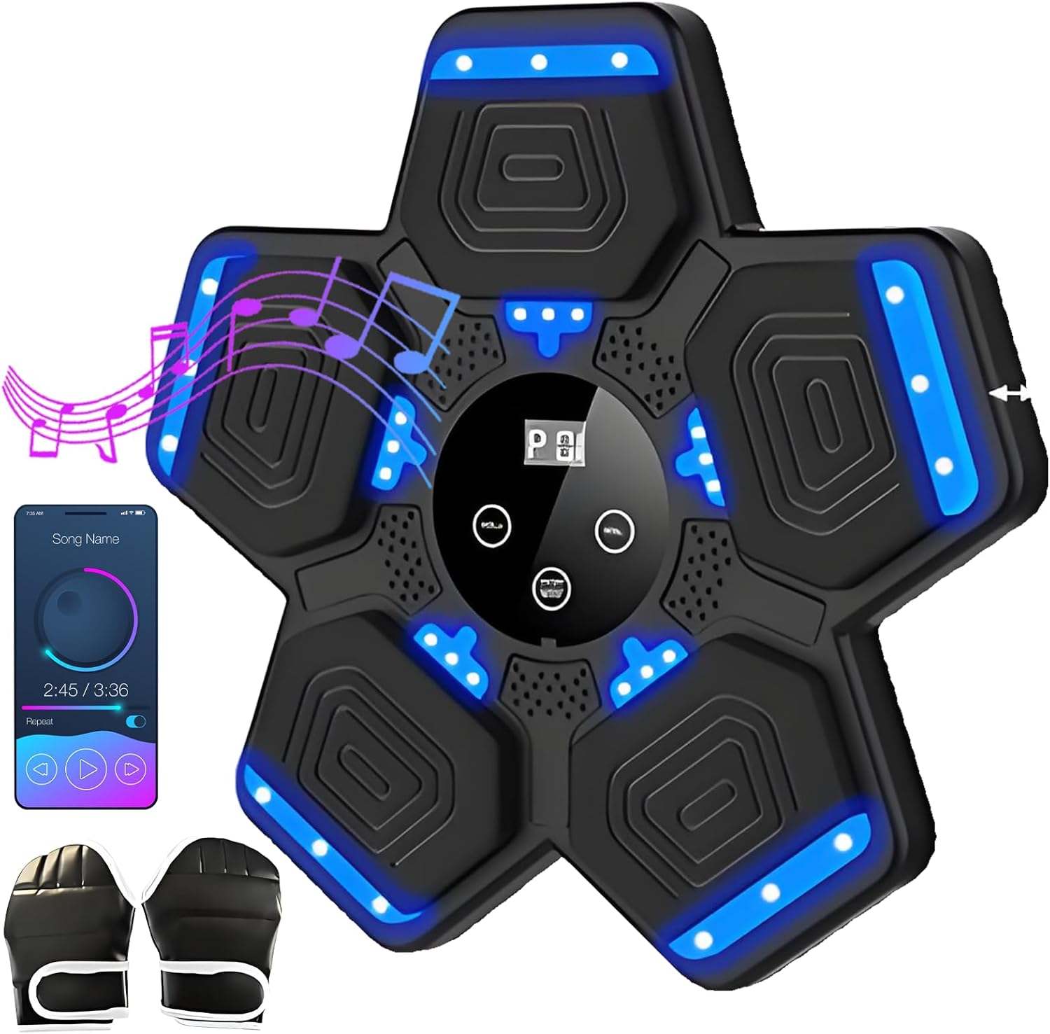 Interactive Bluetooth Kids Boxing Set: LED Wall Mounted Music Target
