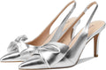 Women's Slingback Heels with Bow Pointed Toe Pumps - 3.3in Stiletto is