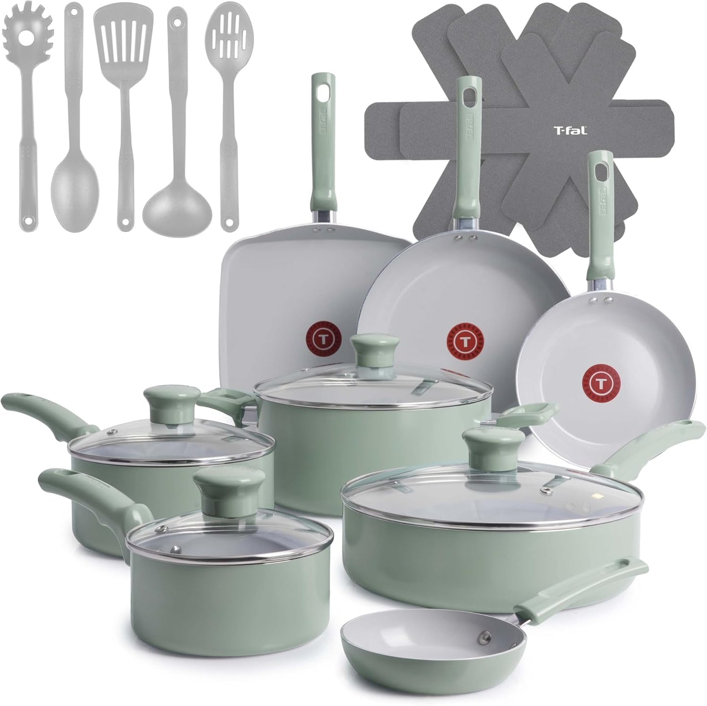 T-Fal Refresh Ceramic Nonstick Cookware Set for Healthy Cooking