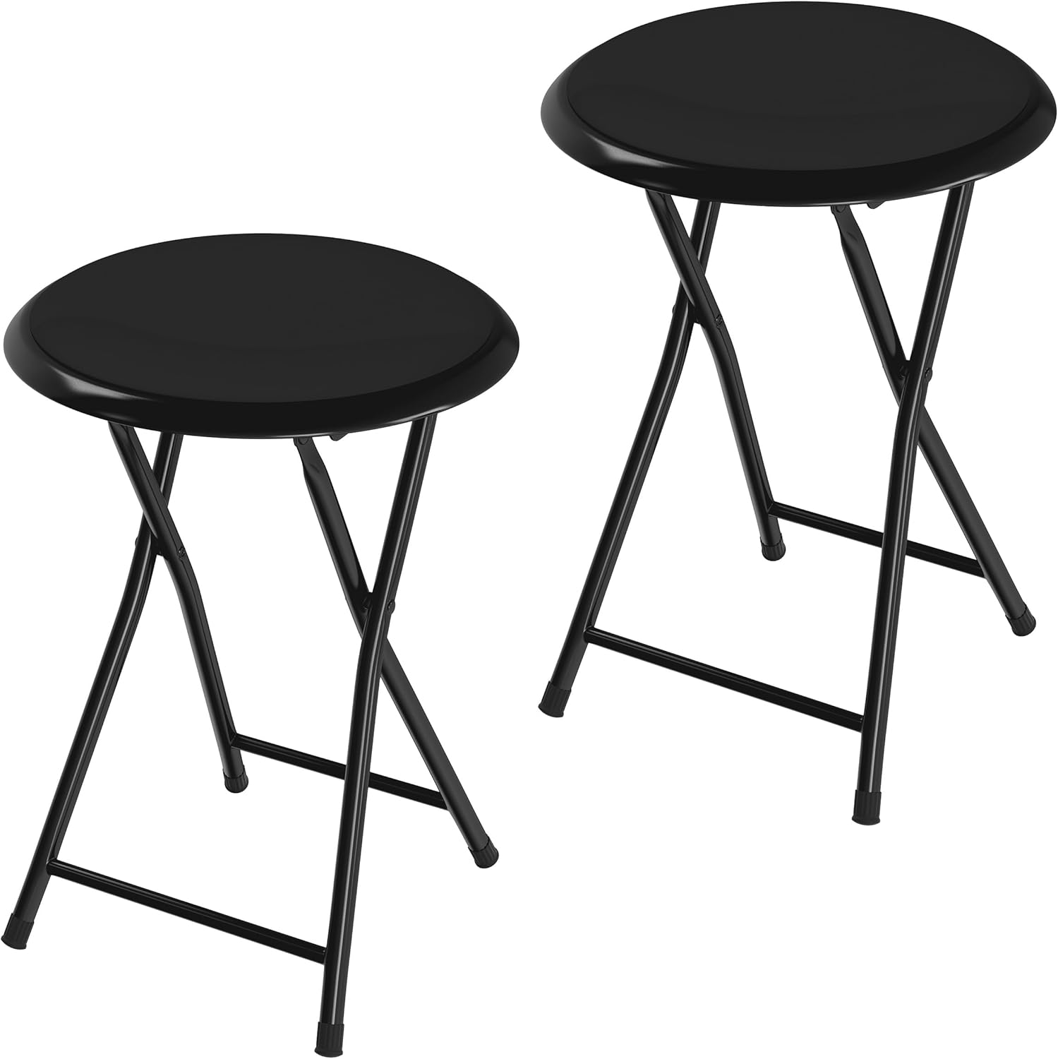 Folding Bar Stools Set of 2 Heavy-Duty 18-Inch Black Stools
