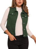 Women's Fashionable Washed Denim Vest with Button Detail