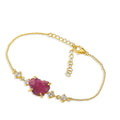 Raw Pink Sapphire Chain Bracelet Birthstone Gift - Rough Pink Sapphire