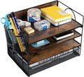 Vintage Wood Desk Organizer Set - 4 Tier