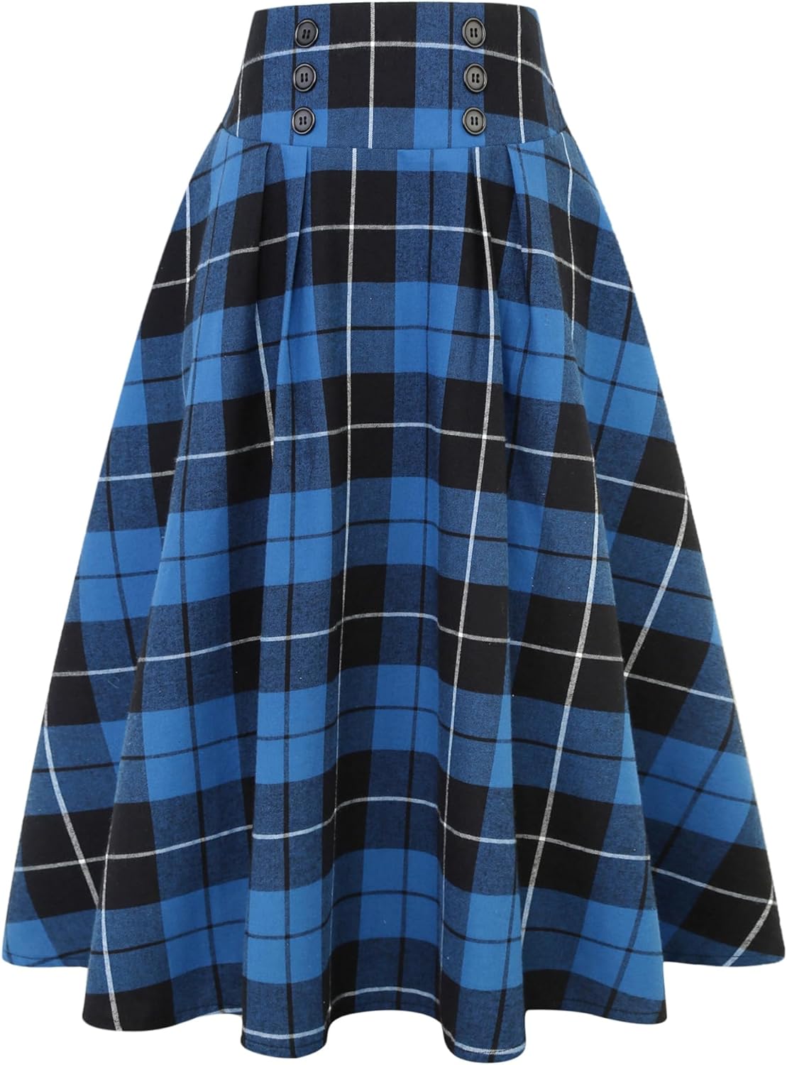 Plaid Skirt for Women High Waist Aline Pleated Midi Skirts