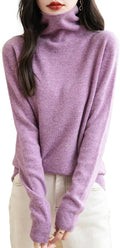 Women's 100% Merino Wool Seamless Turtleneck Sweater - Soft Raw