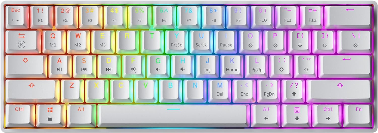 GK61 Mechanical Keyboard - Gateron Optical Yellow, RGB Backlit, Max Performance