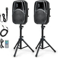 GOFLAME 1600W Portable PA Speaker System with Stands & Microphone