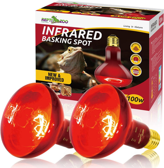 REPTI ZOO 2 Pack 100W Infrared Heat Lamps: Ideal Basking Spot
