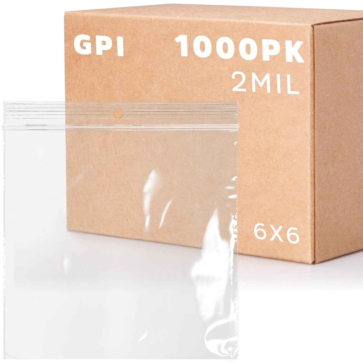GPI 6 x 6 Clear Plastic Reclosable Zip Bags for Storage