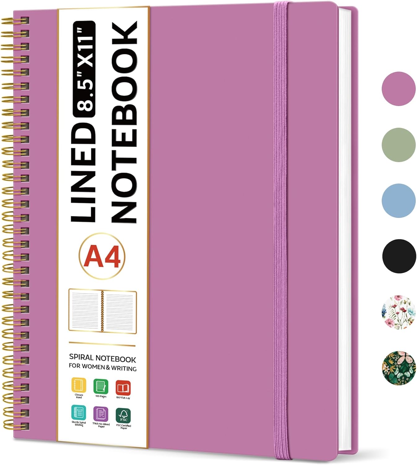 Taja Large Spiral Notebook for College Ruled Journaling