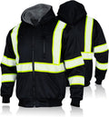 High Visibility Safety Lined Fleece Hoodie for Men - Black, L