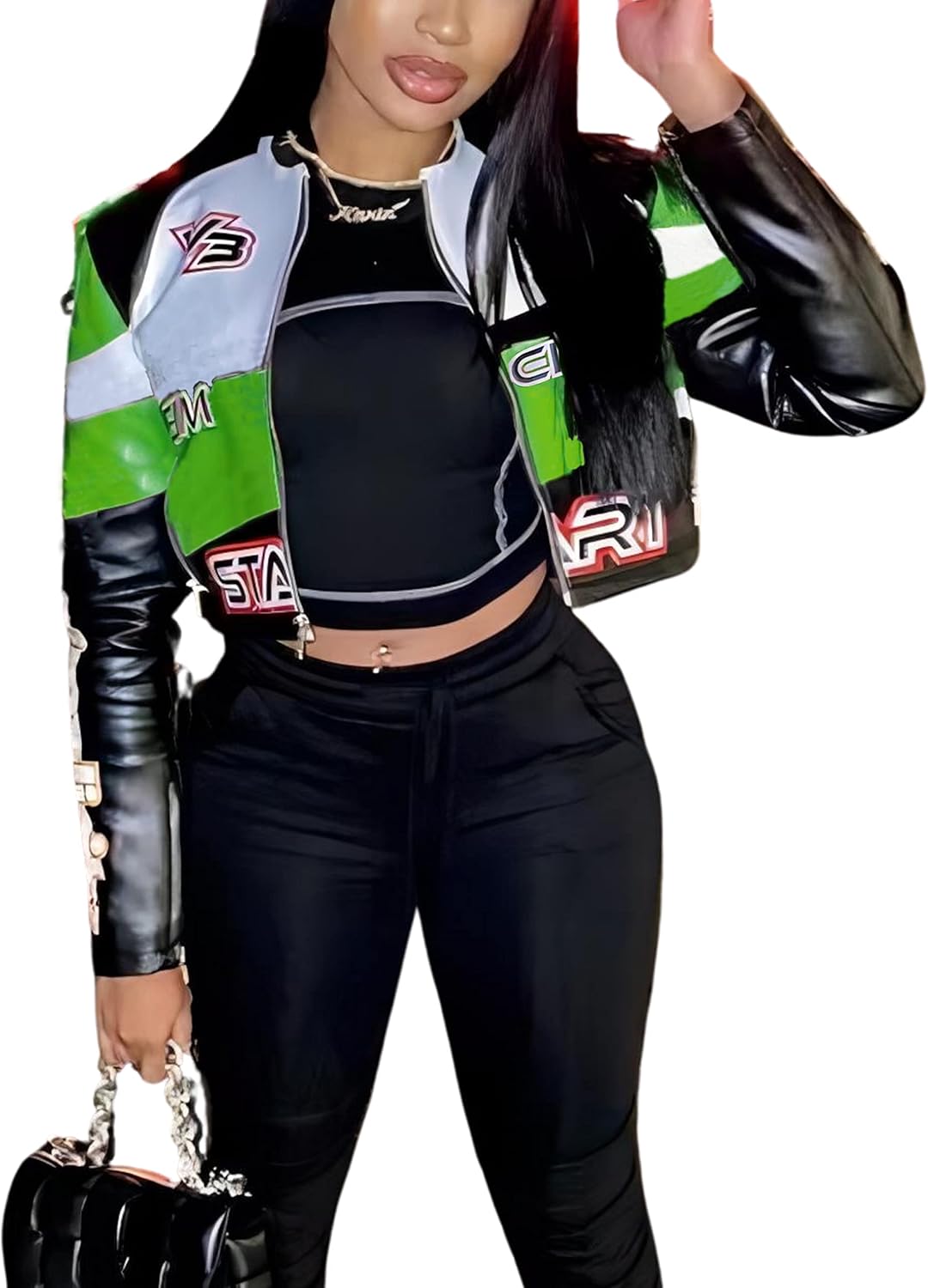 Stylish VOIKERDR Leather Jacket for Women - Moto Biker Look