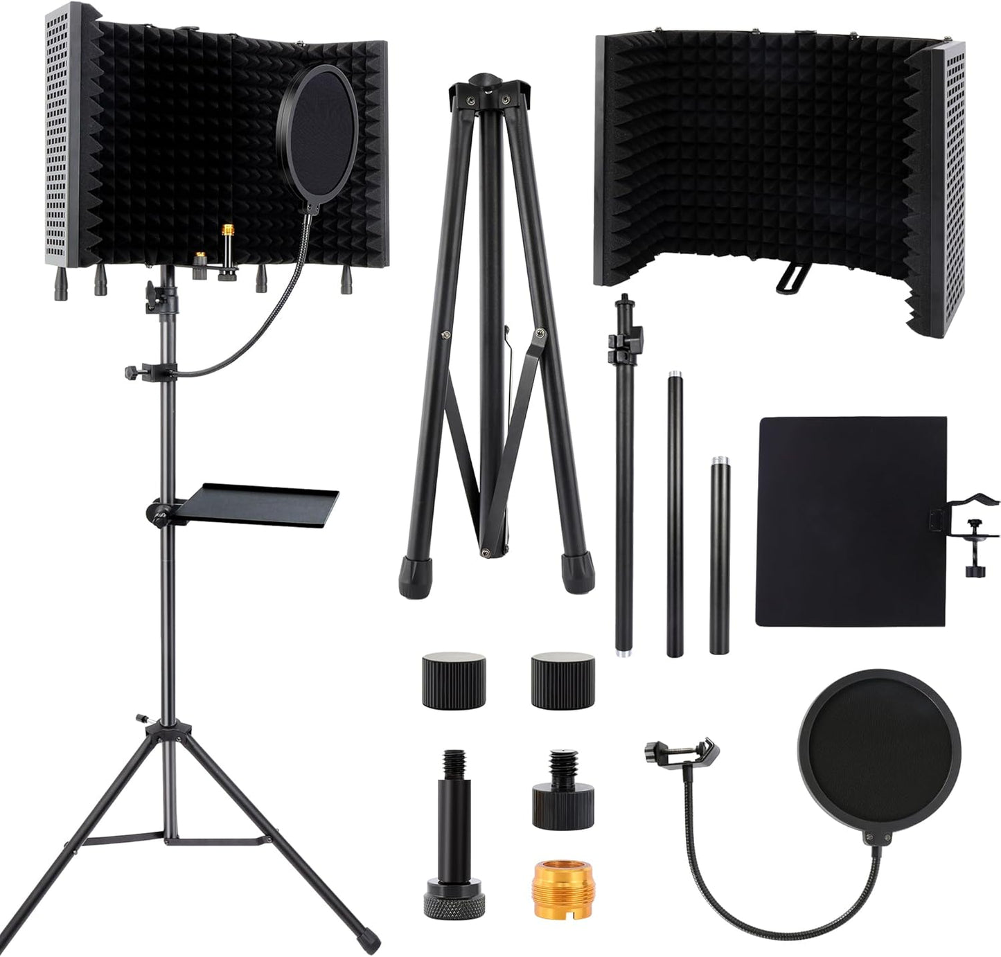 5-Sided Isolation Shield Microphone Stand for Studio Recording