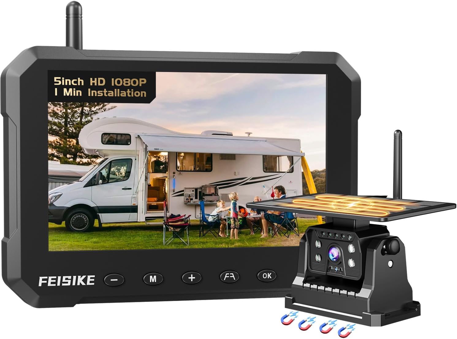 FEISIKE Magnetic Solar Wireless Backup Camera - 24hr Battery Life