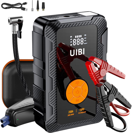 2500A Jump Starter & Air Compressor Combo - Portable Powerhouse!