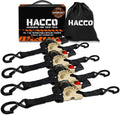Retractable Ratchet Tie Down Straps 1in 4Pk - No Excess Tail, Auto