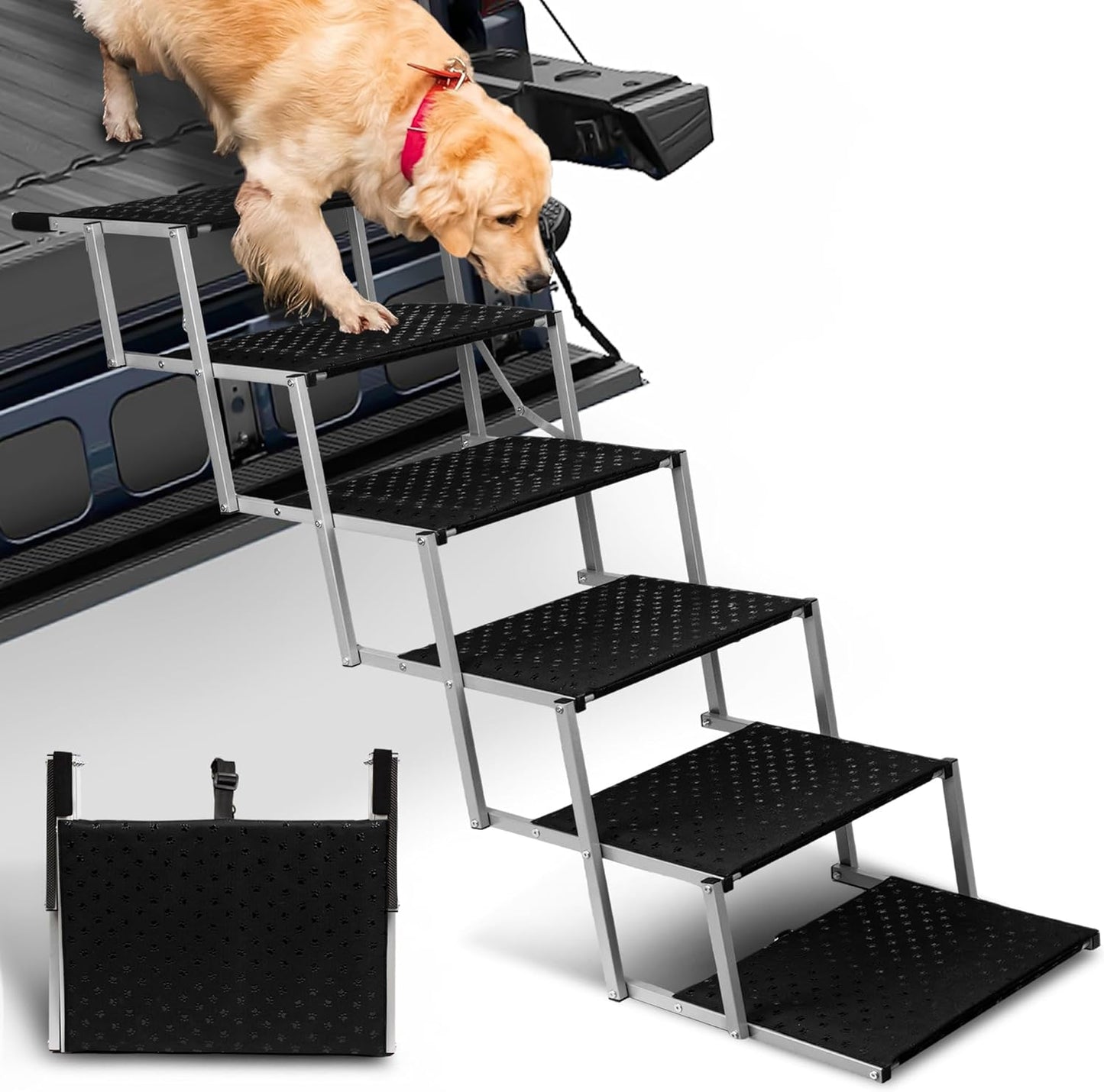 Niubya Dog Ramps for Cars - Portable Folding Dog Steps for SUVs