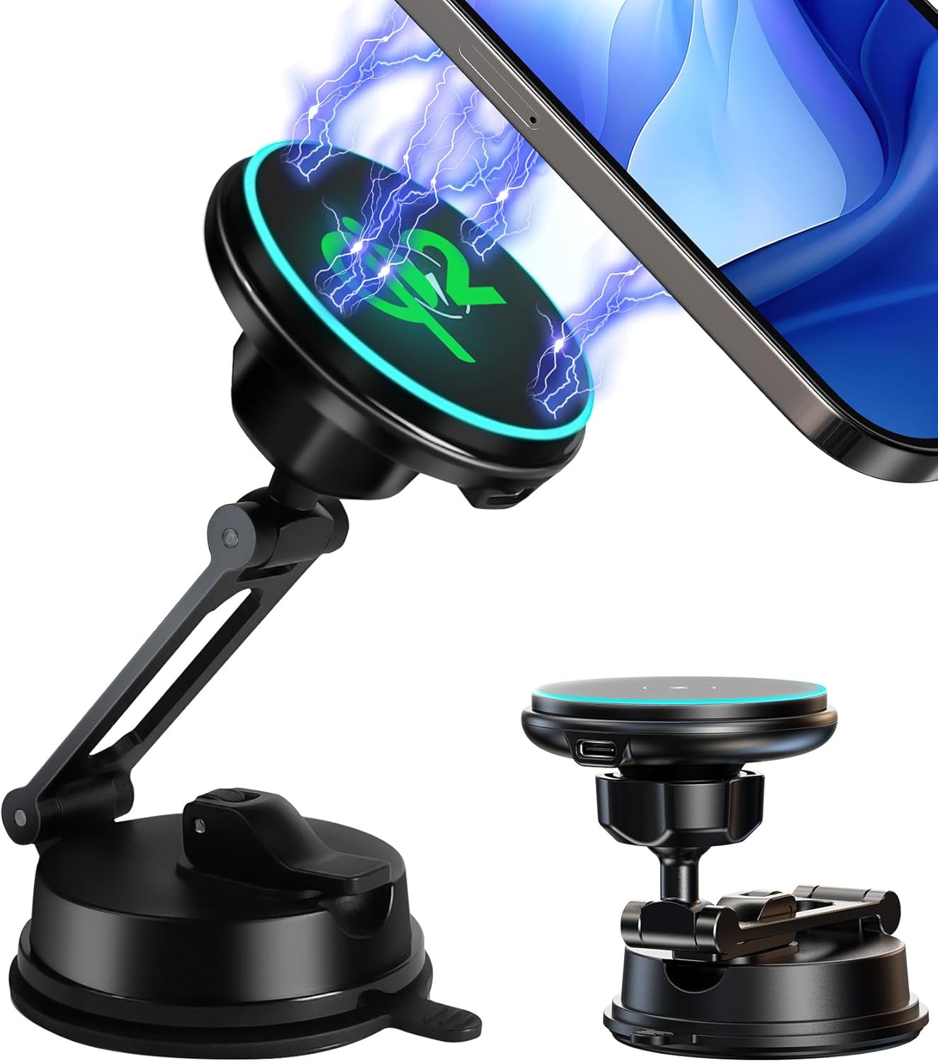 Certified Qi2 Car Phone Mount Charger for MagSafe - 360 Adjustable