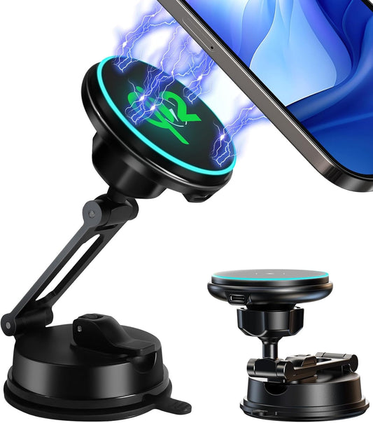 Certified Qi2 Car Phone Mount Charger for MagSafe - 360 Adjustable