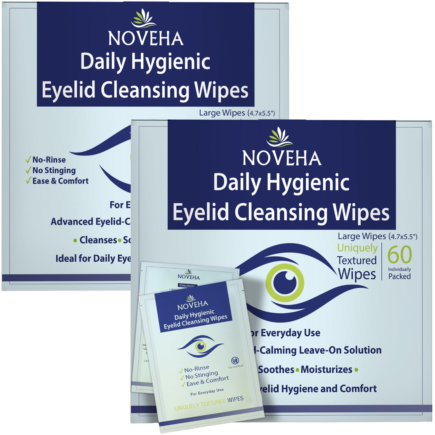 NOVEHA Daily Hygienic Eyelid & Lash Wipes for Eye Care
