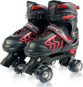 Kids Roller Skates Red & Blue - Adjustable 4 Sizes with Light Up