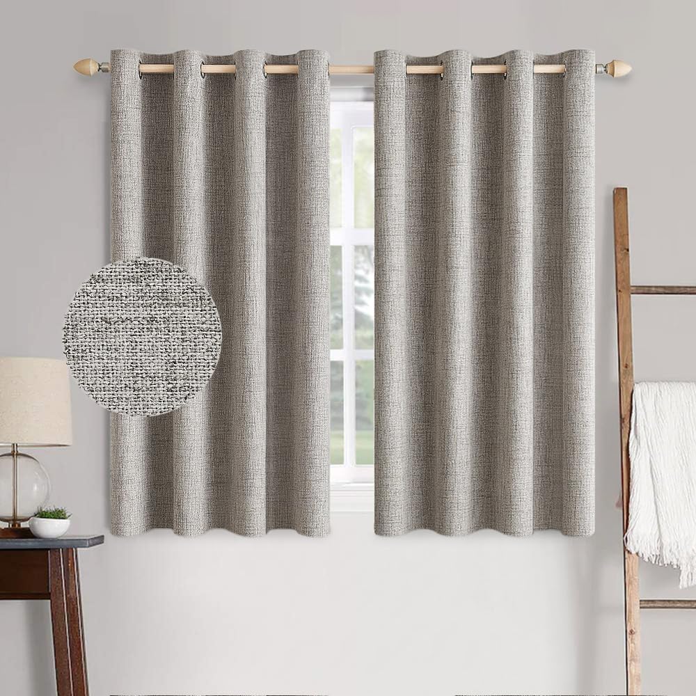 MIULEE Blackout Linen Textured Curtains for Bedroom & Living Room