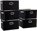 PRANDOM Larger Collapsible Storage Bins 5-Pack - Deep Linen Cubes