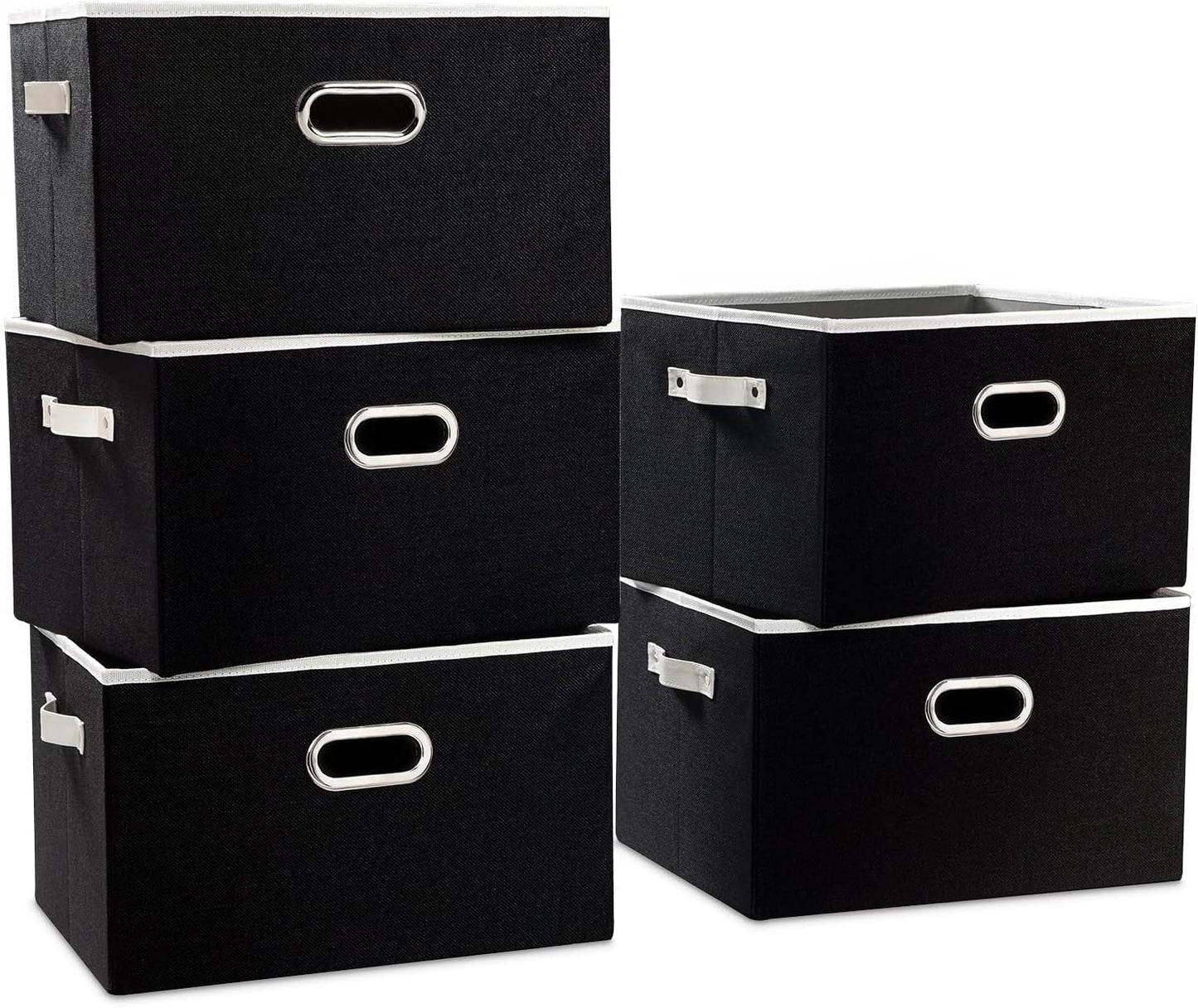 PRANDOM Larger Collapsible Storage Bins for Closet - 5-Pack