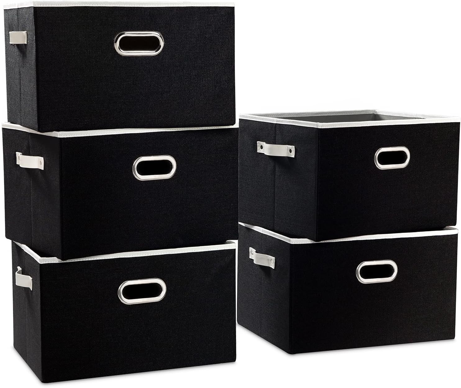 PRANDOM Larger Collapsible Storage Bins for Closet - 5-Pack
