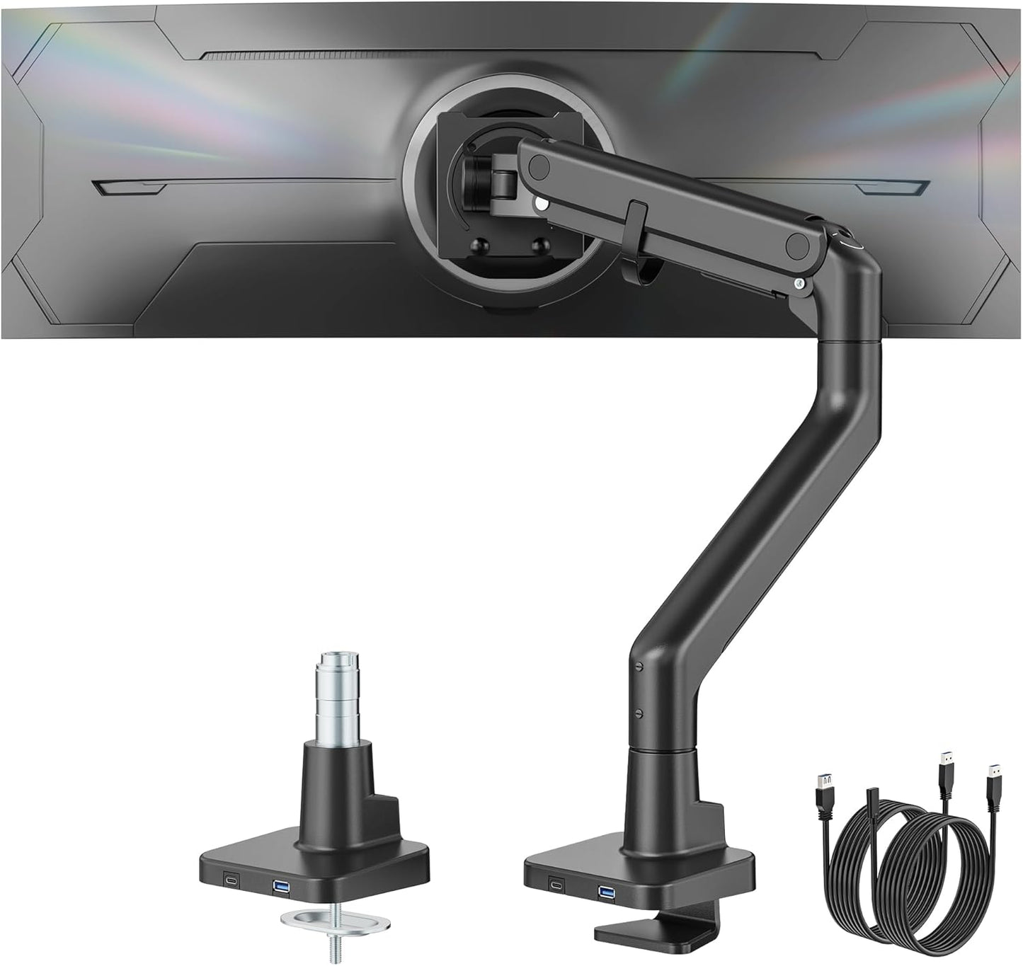 monTEK Single Monitor Arm for 17 to 57 Inch Curved Screens