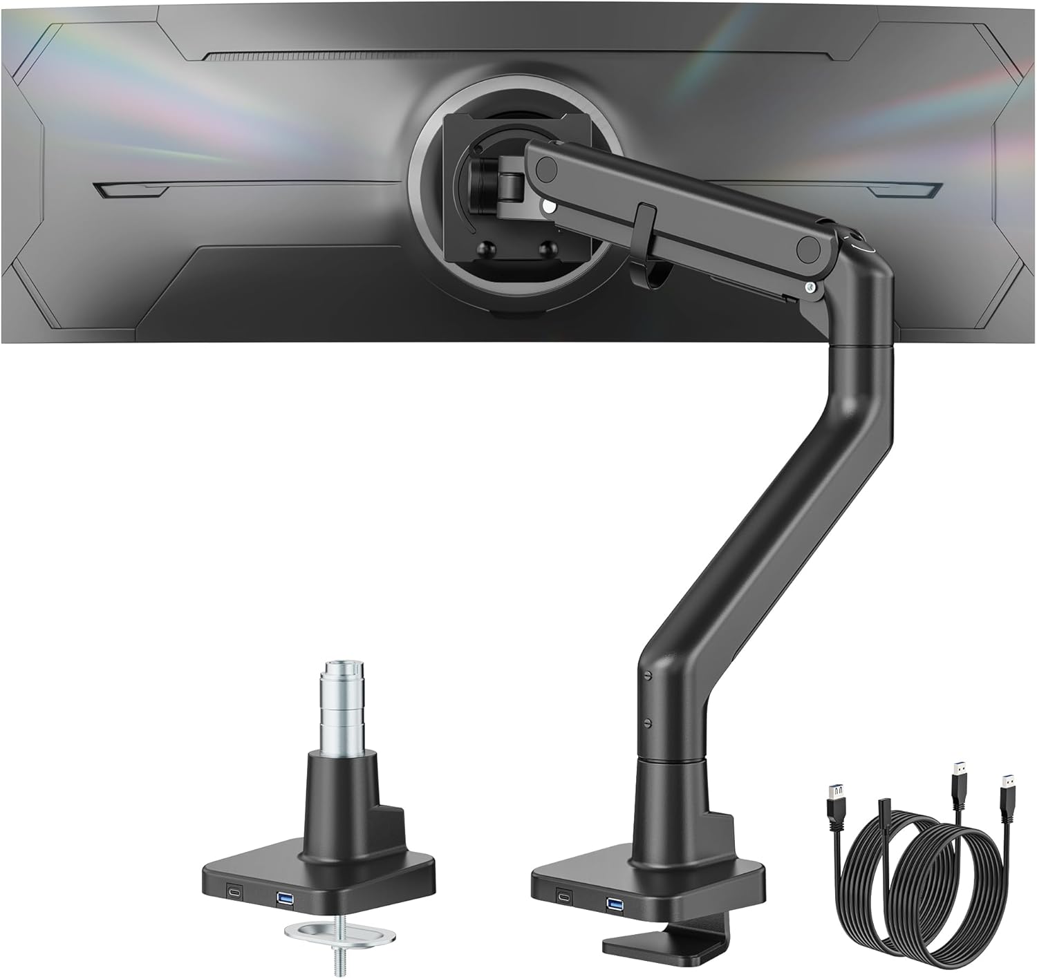 monTEK Single Monitor Arm for 17 to 57 Inch Curved Screens
