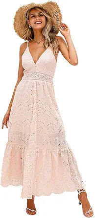 BerryGo Women's Embroidery Pearl Button Down Maxi Dress Review