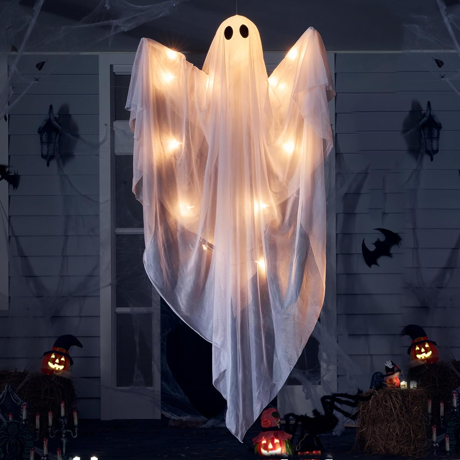 Realistic Halloween Hanging Ghost with Spooky LED Light Decor