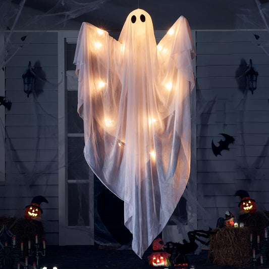 Realistic Halloween Hanging Ghost with Spooky LED Light Decor