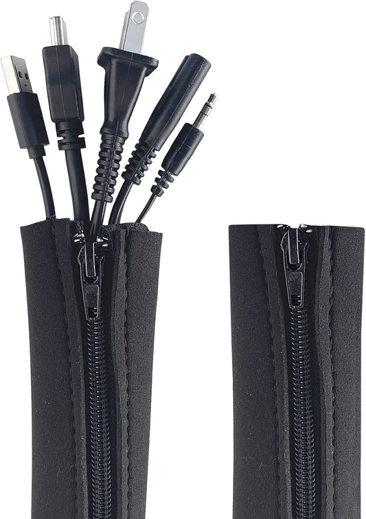 Hide & Protect Wires with Zipper Cable Sleeve - Cord Organizer 2-Pack