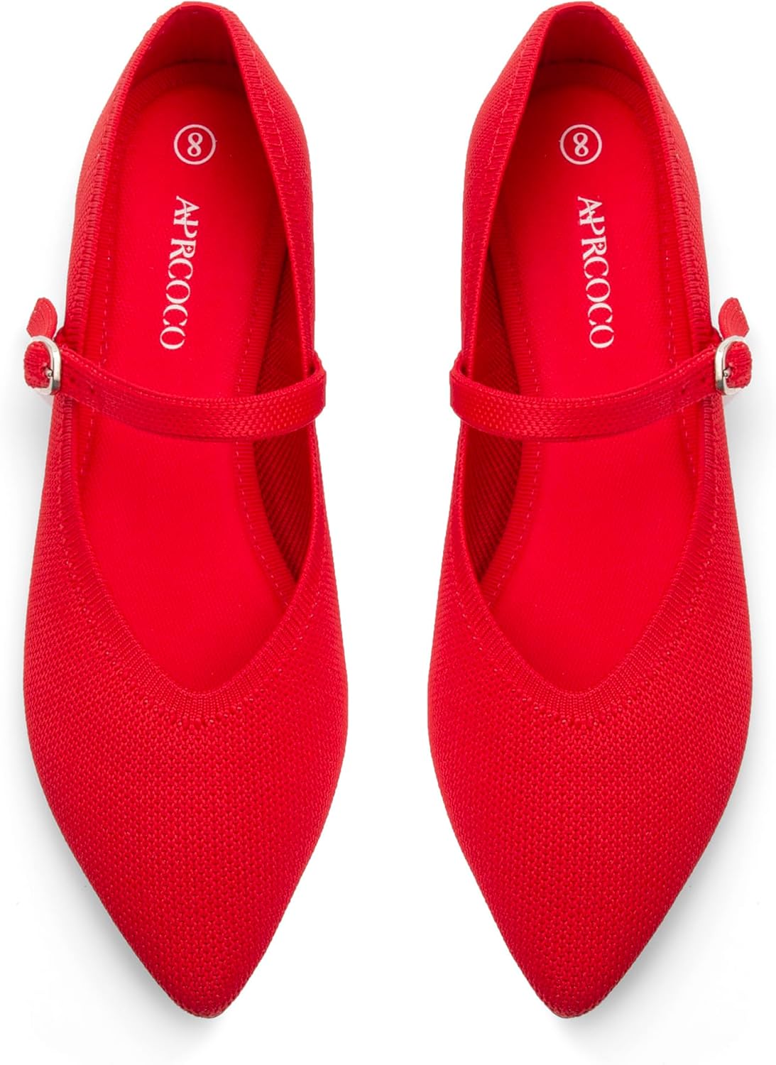 Knit Pointed Toe Ballet Flats for Women with Ankle Strap