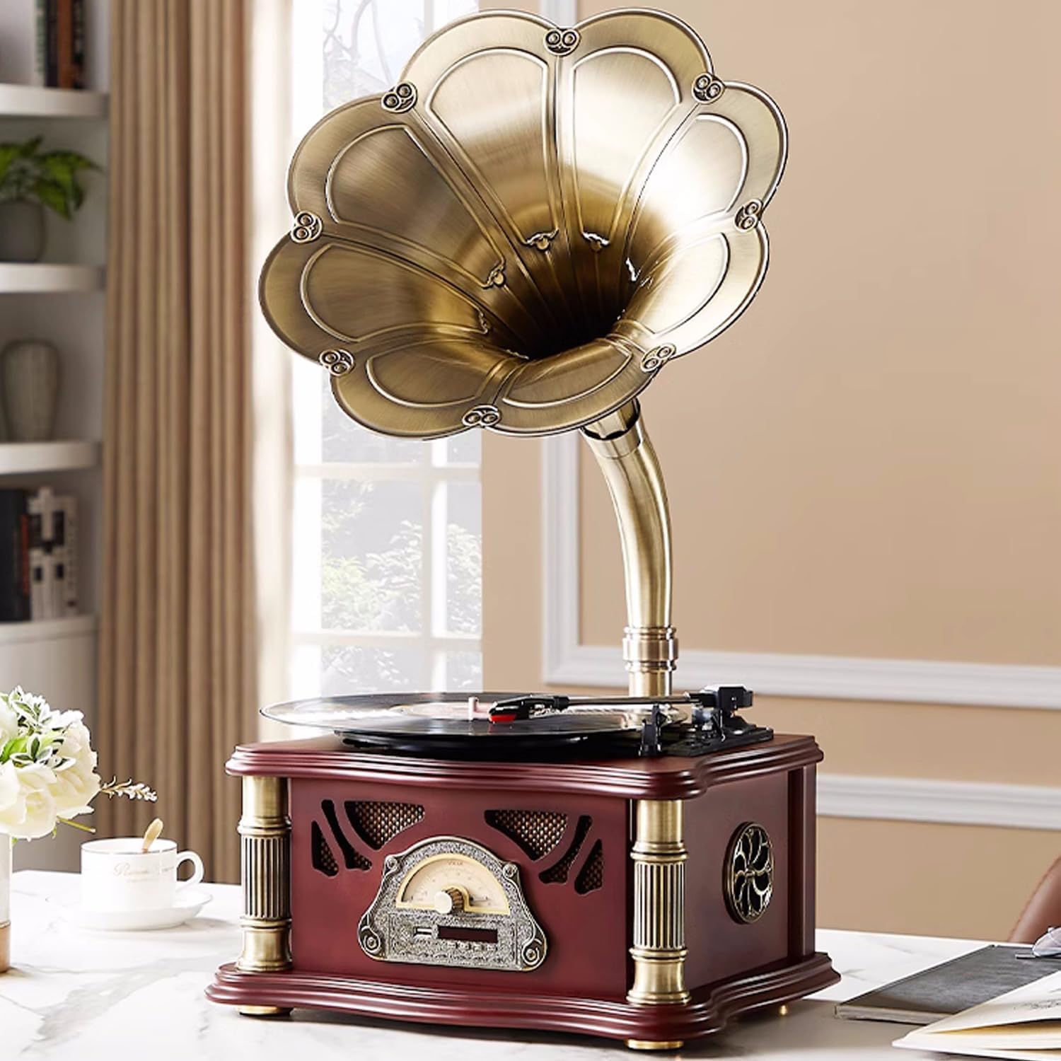 Vintage Gramophone with Bluetooth Output for Vinyl Records