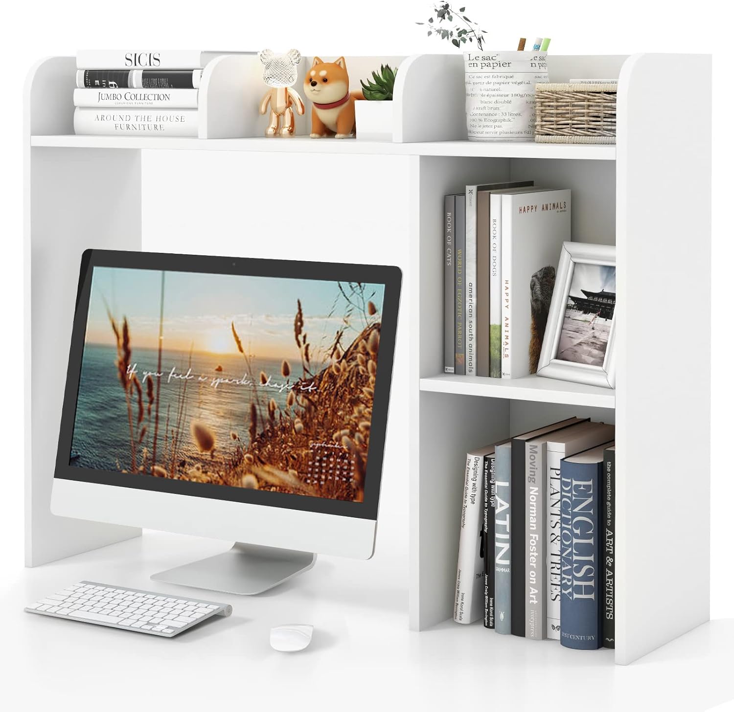 Tangkula Desktop Bookshelf with 5 Shelves for Home Office Use