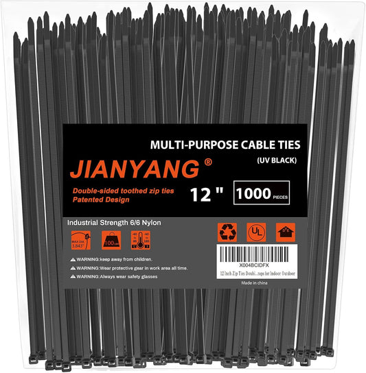12 Inch Zip Ties Heavy Duty 1000 Pack for All Your Needs