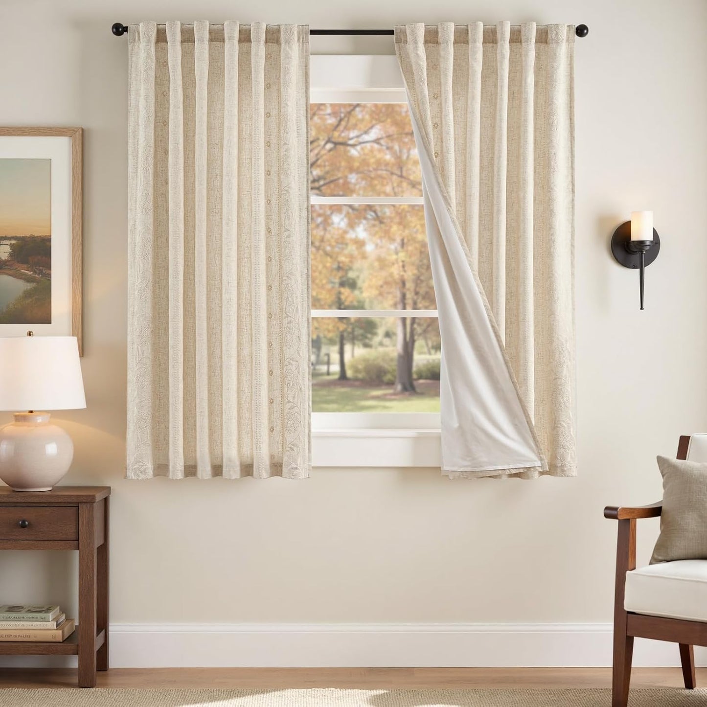 Winslow Lined Linen Curtains for Bedroom and Living Room Decor