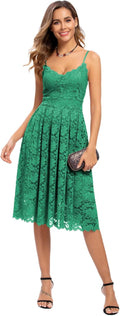 Atnlewhi Womens Spaghetti Strap V Neck A Line Lace Dress - Flattering