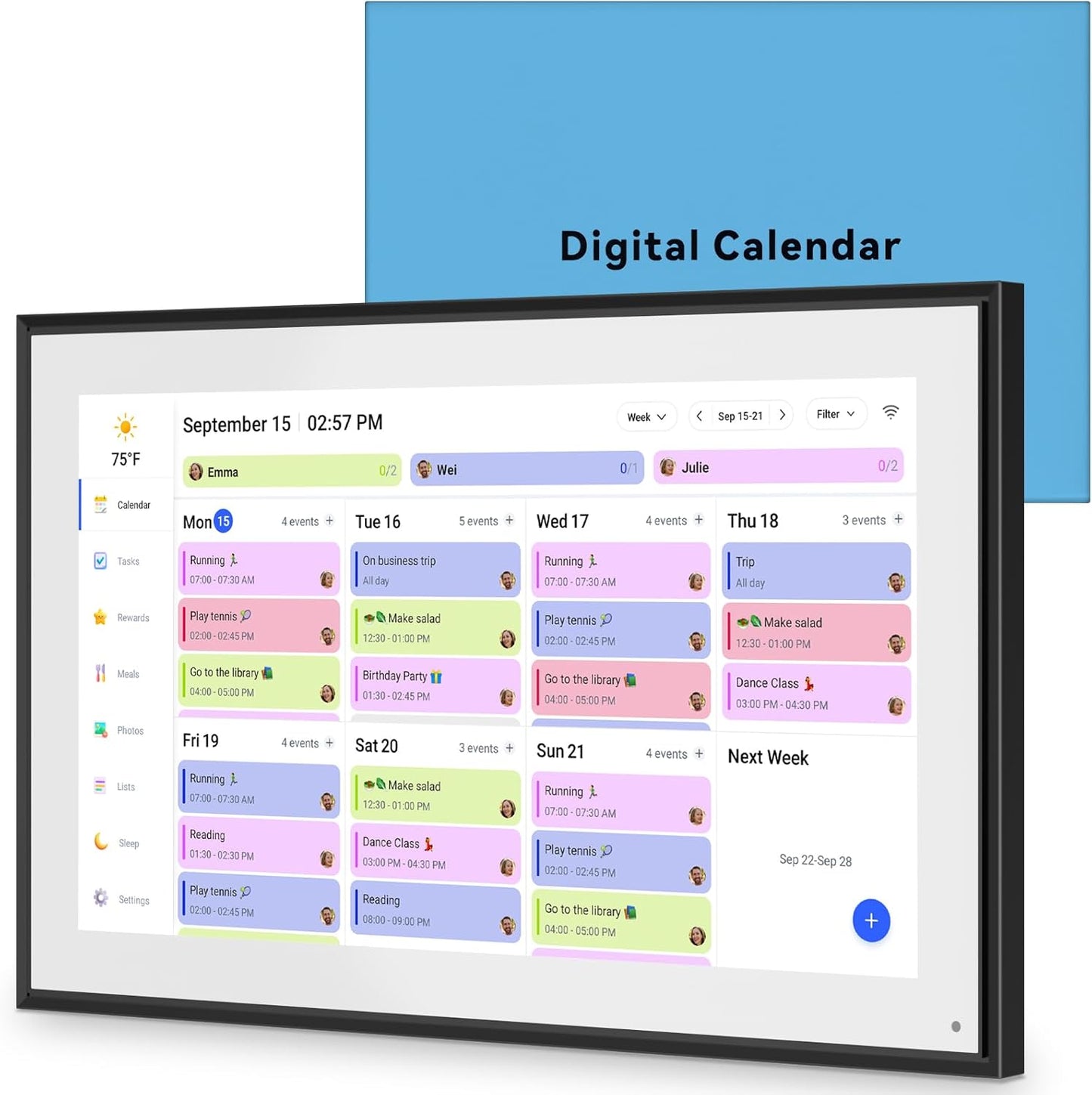 15.6 Inch Digital Calendar & Chore Chart for Family Organization