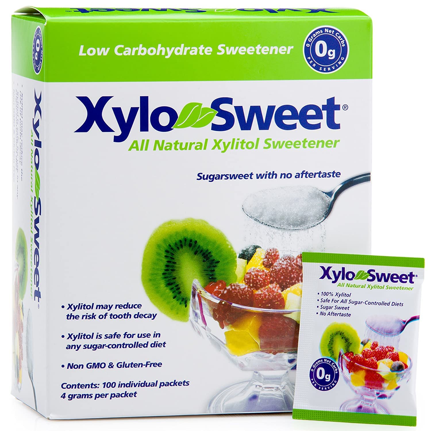 XyloSweet Pure Natural Xylitol Sweetener - 100 Packets