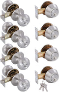 All Keyed Identical Deadbolt Door knob Combo Set - 4 Pack Satin Nickel
