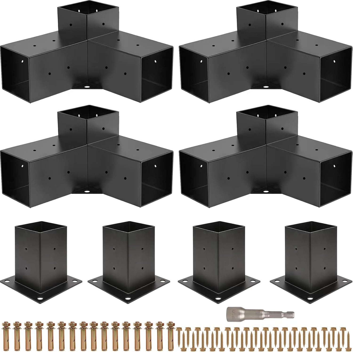 Pergola Kit with 3-Way Right Angle Brackets for DIY Projects