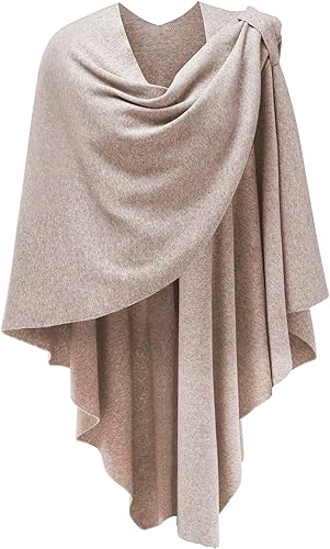 PULI Womens Large Cross Front Poncho Sweater Wrap for Fall