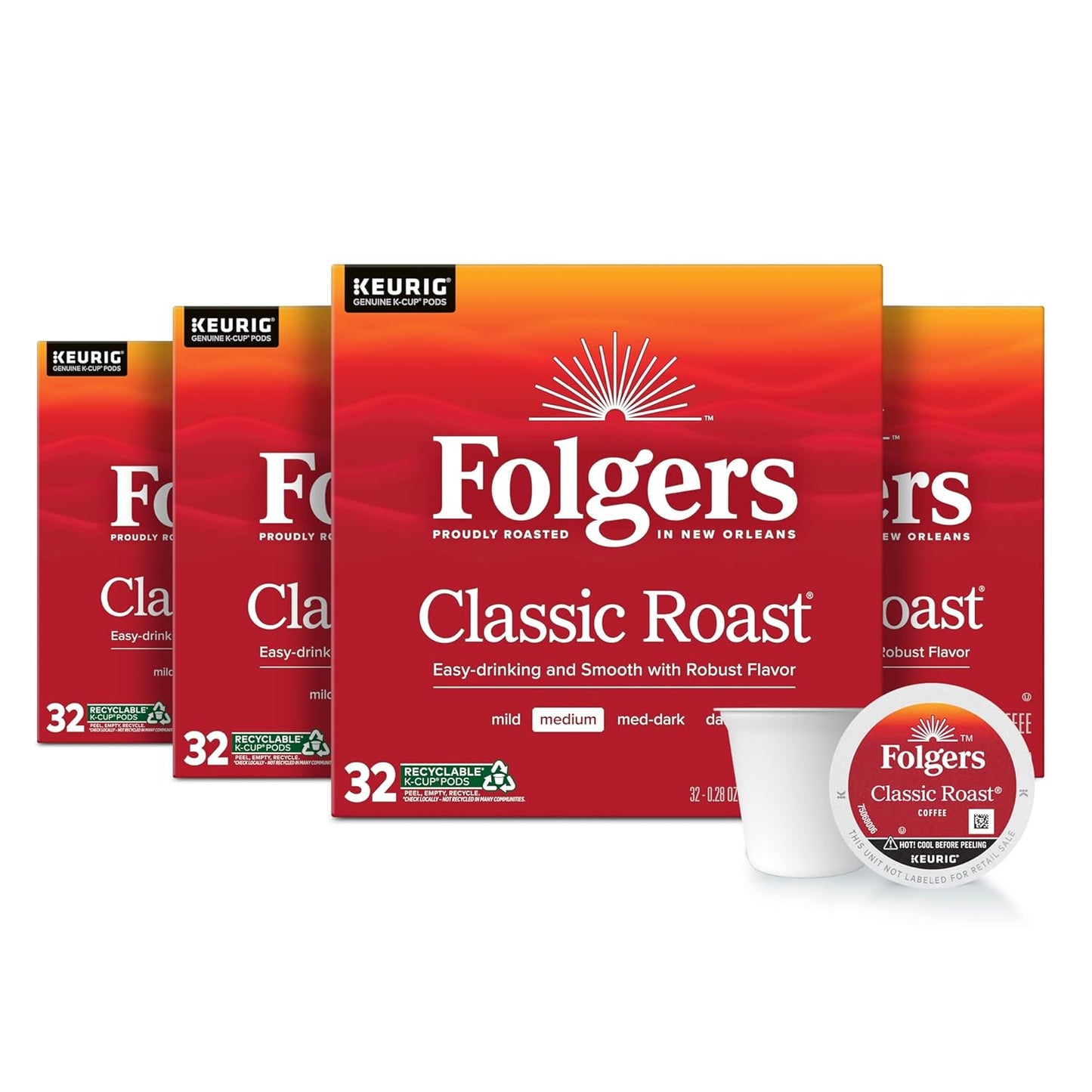 Folgers Classic Roast Coffee Pods - 128 Count